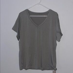 Gray V-Neck Women's Top